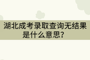 湖北成考錄取查詢無結(jié)果是什么意思？沒有被錄取嗎？