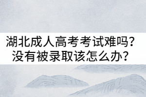 湖北成人高考考試難嗎？沒有被錄取該怎么辦？