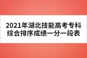 2021年湖北技能高考?？凭C合排序成績一分一段表