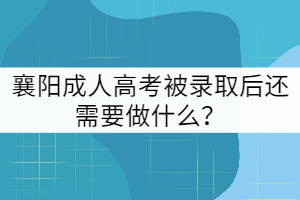 襄陽成人高考被錄取后還需要做什么？