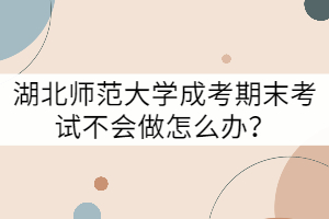 湖北師范大學(xué)成考期末考試沒有答案不會做怎么辦？