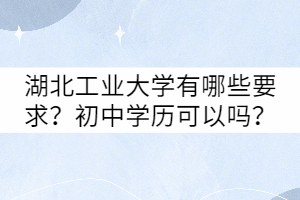 湖北工業(yè)大學有哪些要求？初中學歷可以嗎？