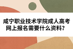 咸寧職業(yè)技術(shù)學(xué)院成人高考網(wǎng)上報名需要什么資料？
