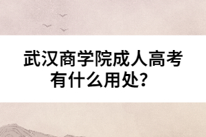 武漢商學(xué)院成人高考有什么用處？