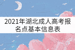 2021年湖北成人高考報(bào)名點(diǎn)基本信息表