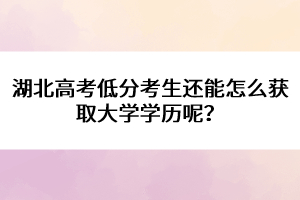 湖北高考低分考生還能怎么獲取大學(xué)學(xué)歷呢？