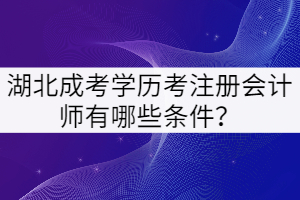 湖北成考學(xué)歷考注冊(cè)會(huì)計(jì)師有哪些條件？