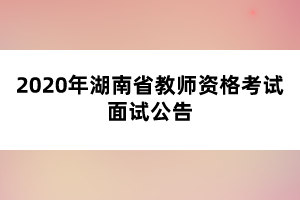 2020年湖南省教師資格考試面試公告