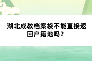 湖北成教檔案袋不能直接返回戶籍地嗎？