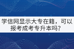 學(xué)信網(wǎng)顯示大專在籍，可以報考成考專升本嗎？