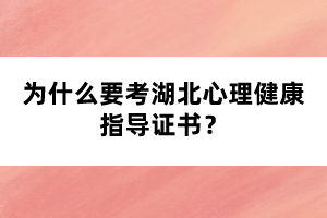 為什么要考湖北心理健康指導證書？