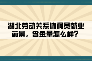 湖北勞動(dòng)關(guān)系協(xié)調(diào)員就業(yè)前景，含金量怎么樣？