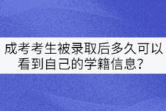 成考考生被錄取后多久可以看到自己的學(xué)籍信息？
