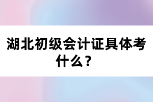 湖北初級(jí)會(huì)計(jì)證具體考什么？