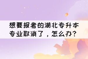 想要報(bào)考的湖北專升本專業(yè)取消了，怎么辦？