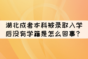 湖北成考本科被錄取入學(xué)后沒有學(xué)籍是怎么回事？