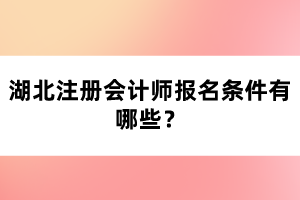 湖北注冊會計師報名條件有哪些？