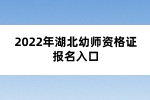 2022年湖北幼師資格證報名入口