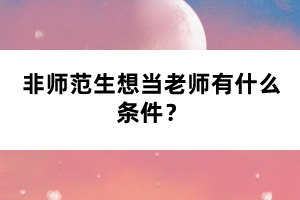 非師范生想當老師有什么條件？