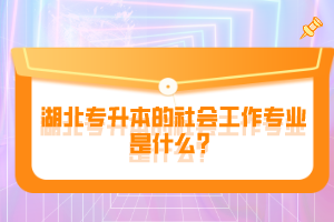 湖北專升本的社會(huì)工作專業(yè)是什么？