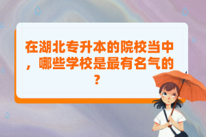 在湖北專升本的院校當中，哪些學校是最有名氣的？