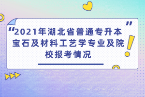 2021年湖北省普通專(zhuān)升本寶石及材料工藝學(xué)專(zhuān)業(yè)及院校報(bào)考情況