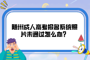 隨州成人高考報(bào)名系統(tǒng)照片未通過怎么辦？