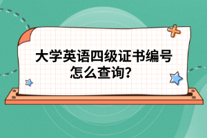 大學(xué)英語四級證書編號怎么查詢？