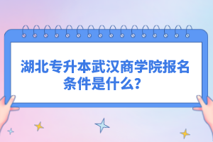 湖北專升本武漢商學(xué)院報(bào)名條件是什么？