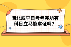 湖北咸寧自考考完所有科目立馬能拿證嗎？