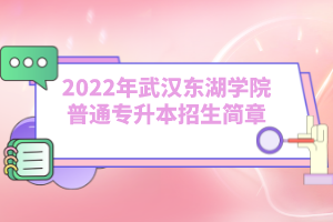 2022年武漢東湖學(xué)院普通專升本招生簡(jiǎn)章