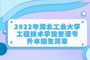 2022年湖北工業(yè)大學工程技術學院普通專升本招生簡章