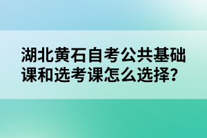 湖北黃石自考公共基礎課和選考課怎么選擇？