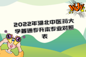 2022年湖北中醫(yī)藥大學(xué)普通專升本專業(yè)對(duì)照表