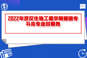 2022年武漢生物工程學(xué)院普通專升本專業(yè)對照表