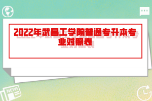 2022年武昌工學(xué)院普通專升本專業(yè)對(duì)照表