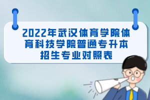 2022年武漢體育學院體育科技學院普通專升本招生專業(yè)對照表