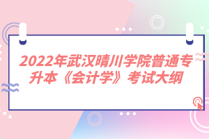 2022年武漢晴川學(xué)院普通專升本《會計學(xué)》考試大綱