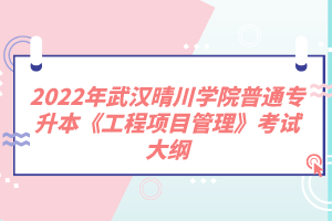 2022年武漢晴川學(xué)院普通專升本《工程項(xiàng)目管理》考試大綱