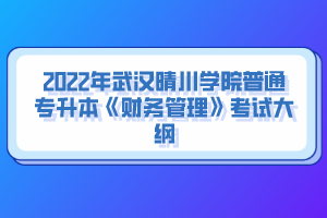 2022年武漢晴川學(xué)院普通專升本《財務(wù)管理》考試大綱