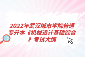 2022年武漢城市學(xué)院普通專升本《機(jī)械設(shè)計(jì)基礎(chǔ)綜合》考試大綱