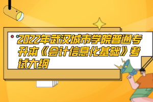 2022年武漢城市學(xué)院普通專升本《會計信息化基礎(chǔ)》考試大綱