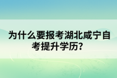 為什么要報考湖北咸寧自考提升學(xué)歷？