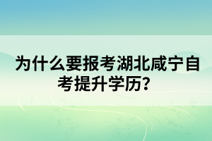 為什么要報考湖北咸寧自考提升學歷？