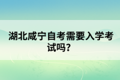 湖北咸寧自考需要入學(xué)考試嗎？