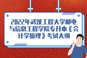 2022年武漢工程大學(xué)郵電與信息工程學(xué)院專升本《會計學(xué)原理》考試大綱