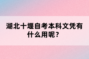 湖北十堰自考本科文憑有什么用呢？