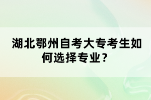 湖北鄂州自考大?？忌绾芜x擇專業(yè)？