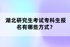 湖北研究生考試?？粕鷪?bào)名有哪些方式？