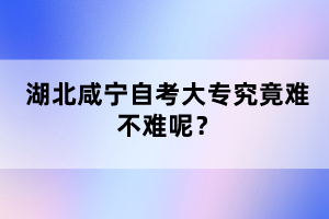 湖北咸寧自考大專究竟難不難呢？